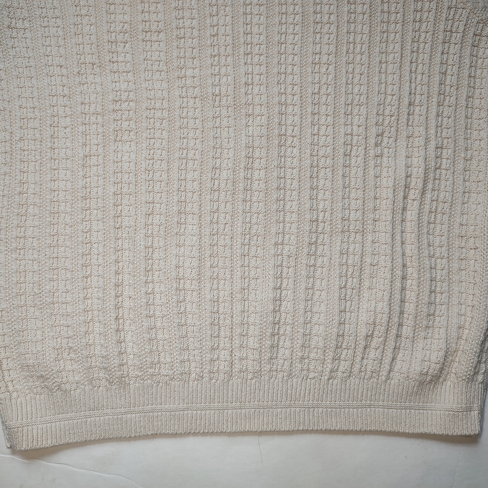 Bill Blass Vintage Sweater Men Cotton Cream Pullover Knit Crew Neck USA Ivory L - Picture 15 of 16